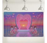 Sfondo romantico a tema cuore, decorazioni per matrimoni sfumate colorate, elegante sfondo fotografico per interni ed esterni, per feste di fidanzamento e San Valentino, 180 x 109 cm