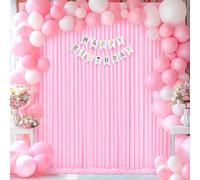 Sfondo rosa chiaro per feste, sfondo fotografico, matrimonio, baby shower, sfondo fotografico, con fermatenda dorati, 1,5 x 3 m, confezione da due