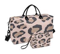 Sfondo rosa con stampa leopardata marrone modello borsone da viaggio palestra yoga borse da viaggio per uomo donna borsa da weekend, Sfondo rosa con motivo leopardato marrone, Taglia unica, Borsone da
