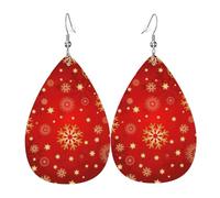 Sfondo rosso Dorato Neve Piercing Orecchini A Goccia Set Alla Moda Similpelle Per Le Donne Ragazze Compleanno Regalo Di Natale