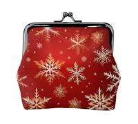 Sfondo rosso Stampa Neve Dorata Versatile Portamonete Squisito Mini Portafoglio Carino Cambiamento Sacchetto per ogni occasione