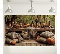 Sfondo rustico autunnale da tavolo, accoglienti decorazioni per la raccolta della fattoria, sfondo fotografico per interni ed esterni, per feste ed eventi, 180 x 109 cm