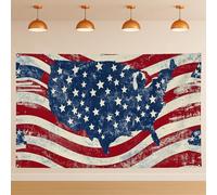 Sfondo rustico con bandiera americana, decorazioni patriottiche vintage grunge, mappa degli Stati Uniti per il giorno dell'indipendenza, striscione fotografico per il quarto luglio, forniture per