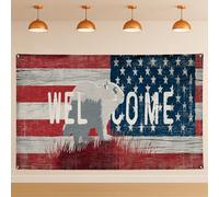 Sfondo rustico con bandiera americana scoiattolo, decorazioni patriottiche vintage per feste, accogliente, per esterni e interni, per il giorno dell'indipendenza, 180 x 109 cm