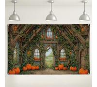 Sfondo rustico da parete a forma di zucca, decorazione vintage autunnale per fotografia, festival autunnali per interni ed esterni, decorazioni stagionali per il Ringraziamento, 180 x 109 cm