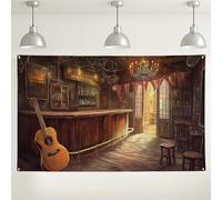 Sfondo rustico da parete con taverna, sfondo fotografico vintage per interni, tema pub accogliente per eventi, decorazioni per feste autunnali, sfondo per interni, 180 x 109 cm