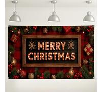 Sfondo rustico da parete natalizio, decorazioni festive, sfondo fotografico per feste, uso stagionale per interni ed esterni, 180 x 109 cm