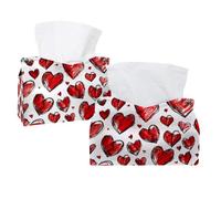 Sfondo senza cuciture con cuore rosso stile scarabocchiare copertura della scatola del fazzoletto, porta fazzoletti rettangolare decorativo per il viso dispenser per tovaglioli per bagno, cucina