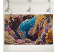 Sfondo sottomarino con barriera corallina, oceanica colorata creature oceaniche, decorazione scena, sfondo fotografico per casa, eventi e feste, temi estivi sulla spiaggia, 180 x 109 cm