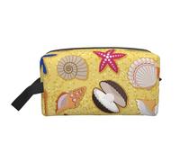 Sfondo Spiaggia Di Sabbia Con Conchiglie Di Mare, Borsa per il trucco Borsa per cosmetici Borsa da viaggio portatile da viaggio Borsa per trucco Organizer