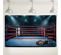 Sfondo sportivo con anello da boxe, sfondo fotografico sportivo blu scuro e rosso per decorazioni per eventi, scena di campionato interno/esterno, per feste e celebrazioni, 180 x 109 cm