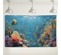 Sfondo subacqueo con barriera corallina, decorazioni colorate per feste con scena oceanica, vita marina, sfondo fotografico per eventi estivi sulla spiaggia, 180 x 109 cm