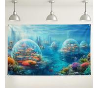 Sfondo subacqueo della barriera corallina, sfondo fotografico con scena oceanica vivace, ideale per feste a tema oceano, celebrazioni estive ed eventi acquatici, 180 x 109 cm