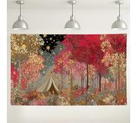 Sfondo tenda autunnale foresta, paesaggio naturale vintage da appendere alla parete, accogliente decorazione per falò per fotografia, sfondo per feste autunnali stagionali, 180 x 109 cm