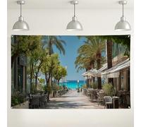 Sfondo tropicale da parete sulla spiaggia, decorazioni sceniche per feste con palme, sfondo fotografico per interni ed esterni, per eventi, vacanze estive, forniture per feste, 180 x 109 cm