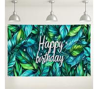 Sfondo verde a foglia di compleanno, decorazioni per feste con piante tropicali, vibrante sfondo fotografico all'aperto per celebrazioni, Natale ed eventi stagionali, 180 x 109 cm