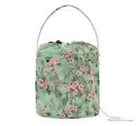 Sfondo verde chiaro con un sacco di piccoli fiori rosa su di esso ago di stoccaggio portatile filato borsa da viaggio per forniture d'arte bolsas para hilos de Crochet