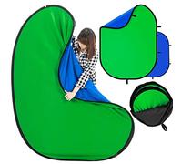 Sfondo verde con schermo blu, schermo verde su entrambi i lati, pieghevole, con supporto e borsa per il trasporto, sfondo verde portatile per lo streaming (schermo blu verde, 150 x 200 cm)