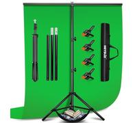 Sfondo Verde con Supporto - Telo Fotografico 2 x 3 m con Supporto per Fotografia, Studio Fotografico, Streaming, Chroma Key, Parete Fotografica, Kit Backdrop Fotografico