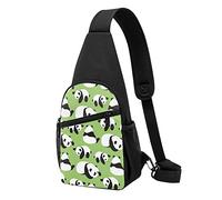 Sfondo verde Panda Casual Una Spalla Croce Body Borsa Petto Portafoglio Telefono Borsa Da Uomo Cross Body Bag Viaggio Walking Marsupio, Nero , Taglia unica