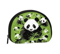 Sfondo verde Panda Mini Borsa di immagazzinaggio Shell Portafoglio Piccolo Portamonete con Mini con Cerniera Cambiare Borsa per le Chiavi Della Moneta Puoi anche Conservare Tutti I Piccoli Oggetti Che