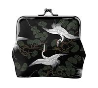 Sfondo verde Panda Stampato Coin Purse Per Le Donne Del Raccoglitore Del Sacchetto Del Raccoglitore Dell'unità di elaborazione Del Sacchetto D, Gru giapponese e pino., Taglia unica, Vintage