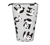 Sfondo verde Panda Stand Portapenne retrattile telescopico Astuccio carino portapenne Pop Up Pencil Bag Portatile Multifunzionale Makeup Bag Organizzatore di Cancelleria per Scuola Ufficio, Nero ,