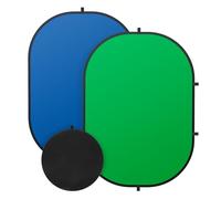 Sfondo verde per fotografia, schermo verde su entrambi i lati e schermo blu, sfondo pieghevole e reversibile 2 in 1 per fotografia, video di YouTube e live streaming, 1,5 m x 2 m