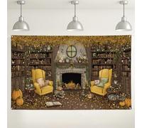 Sfondo vintage accogliente per libreria, decorazione per soggiorno a tema autunnale, sfondo fotografico per feste ed eventi del Ringraziamento, 180 x 109 cm