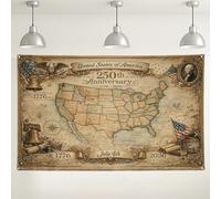 Sfondo vintage con mappa degli Stati Uniti, decorazioni per il 250° anniversario, sfondo rustico per festa dell'indipendenza per foto forniture per cabina fotografica, 180 x 109 cm