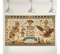 Sfondo vintage per il giorno dell'indipendenza dello scheletro, decorazione da parete patriottica retrò, sfondo festivo per feste del 4 luglio, per decorazioni, celebrazioni ed eventi, 180 x 109 cm