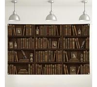 Sfondo vintage per libreria, decorazione antica per biblioteca, sfondo rustico marrone da parete per eventi, accogliente forniture per cabina fotografica per interni ed esterni, 180 x 109 cm