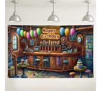 Sfondo vintage per pub, decorazioni retrò per feste da bar, striscione di buon compleanno per feste interne/esterne, divertente sfondo festivo per eventi, 180 x 109 cm