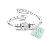 Sfoni Anelli in argento per ansia da donna, anello fidget in argento Sterling, cinque o sette perline girevoli, anello regolabile per ansia, figlia, ragazze, regalo di Natale per compleanno per figlia