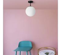 JUGEN BLACK LAMPADARIO DA SOFFITTO 1 LUCE VETRO BIANCO MONTATURA NERA ATTACCO E27