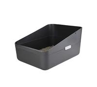 Sfozstra Lettiera aperta, previene perdite di sabbia, durevole lettiera con setacciatura laterale alta, per gatti piccoli, sicura e inodore, lettiera rimovibile, facile da pulire (grigio scuro,