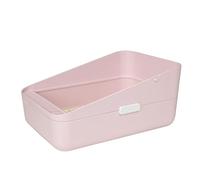 Sfozstra Lettiera aperta, previene perdite di sabbia, durevole lettiera con setaccio laterale alto per gatti piccoli, sicura e inodore, lettiera rimovibile, facile da pulire (rosa piccola)