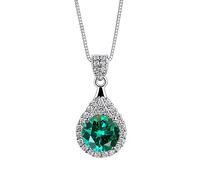 SFQEVHRZ Ciondolo da donna, Collana con ciondolo in moissanite da 1 ct, taglio rotondo D, colore VVS1, collana con diamanti for donna, collana in argento sterling 925(Light Green)