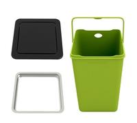 SFQEVHRZ Coperchio per pattumiera, Pattumiera da incasso for mobile da cucina, coperchio for pattumiera in acciaio inox con sportello automatico(Schwarz,Lid+trash can)