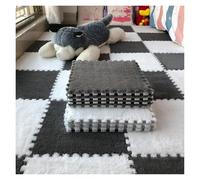 SFQEVHRZ Moquette a puzzle, 10 pezzi 30x30cm tappetini puzzle in schiuma di peluche piastrelle quadrate ad incastro tappeto morbido da gioco(Gray+white)