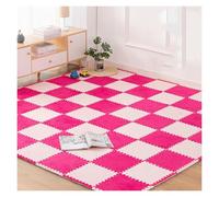 SFQEVHRZ Moquette a puzzle, Piastrelle for moquette ad incastro in peluche, 10 pezzi, 12x12 pollici, piastrelle for in schiuma con bordo, tappetini quadrati(Rose Red+pink)