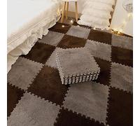 SFQEVHRZ Moquette a puzzle, Piastrelle for moquette ad incastro in peluche, tappetini in schiuma, puzzle antiscivolo, pavimento quadrato(Dark Coffee+gray,12pcs)
