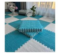 SFQEVHRZ Moquette a puzzle, Tappetino da gioco in peluche con piastrelle ad incastro, 12 pezzi, soffice e quadrato, in schiuma(Bleu+blanc)