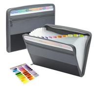 SFQEVHRZ Portadocumenti a fisarmonica in plastica, Cartella portadocumenti espandibile con 13 tasche, organizer for documenti a fisarmonica chiusura a cerniera(Schwarz)