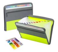 SFQEVHRZ Portadocumenti a fisarmonica in plastica, Cartella portadocumenti espandibile con 13 tasche, organizer for documenti a fisarmonica chiusura a cerniera(Green)