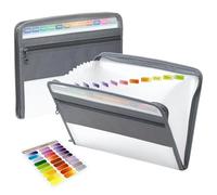 SFQEVHRZ Portadocumenti a fisarmonica in plastica, Cartella portadocumenti espandibile con 13 tasche, organizer for documenti a fisarmonica chiusura a cerniera(White)