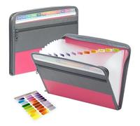 SFQEVHRZ Portadocumenti a fisarmonica in plastica, Cartella portadocumenti espandibile con 13 tasche, organizer for documenti a fisarmonica chiusura a cerniera(Roze)