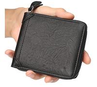 SFQEVHRZ Portafogli， Portafogli uomo， Portafogli Portafoglio bifold sottile da uomo, vera pelle a blocco sottile con tasca portamonete con zip, portafoglio a libro, portafogli minimalisti(Schwarz)
