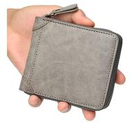 SFQEVHRZ Portafogli， Portafogli uomo， Portafogli Portafoglio bifold sottile da uomo, vera pelle a blocco sottile con tasca portamonete con zip, portafoglio a libro, portafogli minimalisti(Grijs)