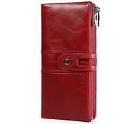 SFQEVHRZ Portafogli, Portafogli uomo, Portafoglio minimalista in vera pelle con tasca portamonete e cerniera, morbido al tatto(Red)